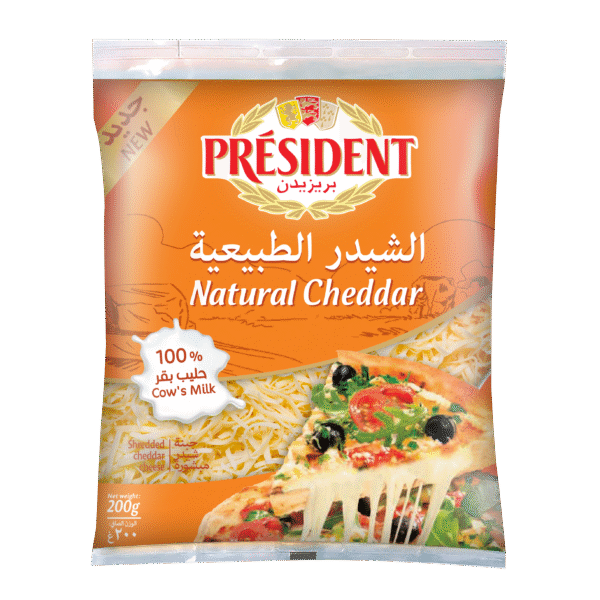 President Natural Cheddar Cheese Grated, 200g