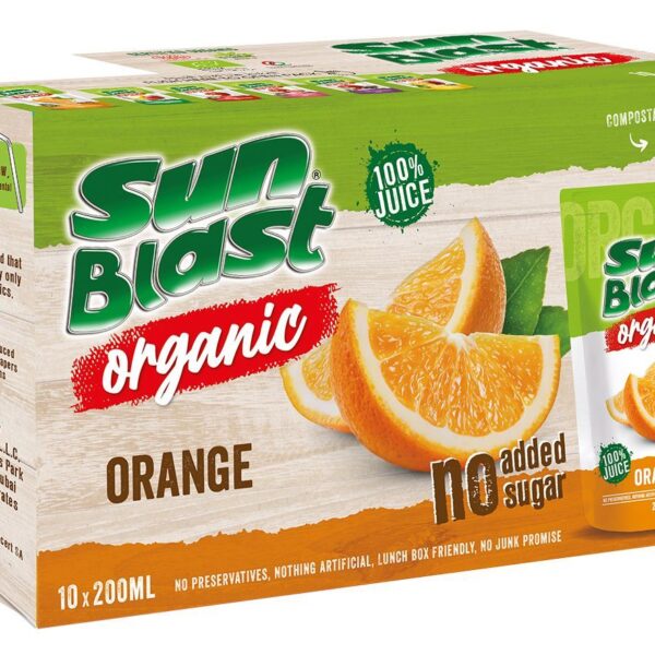 Sun Blast Organic Orange Juice 200ml x 10 pieces