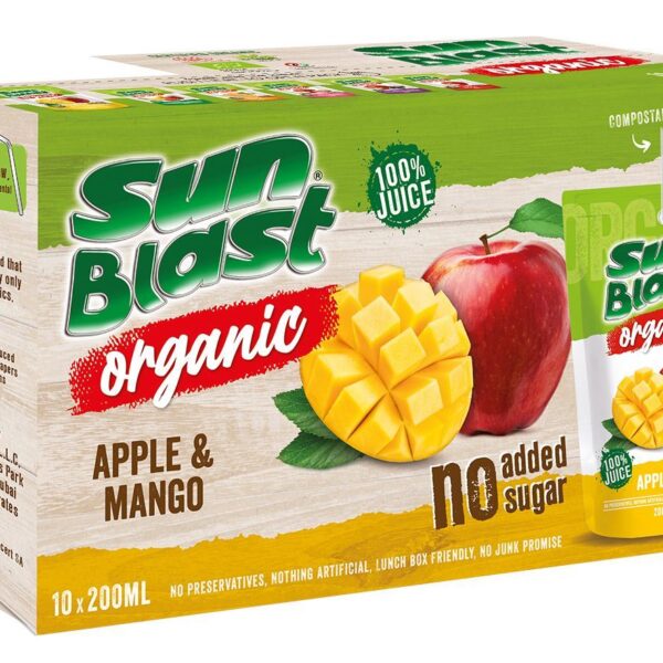 Sun Blast Organic Apple & Mango Juice 10 x 200ml