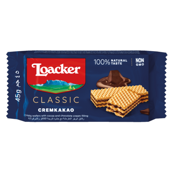 Loacker Wafers with Cocoa Cream Chocolate, 45g
