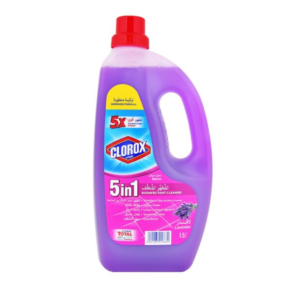 Clorox cleaner and disinfectant liquid for floors 5 in 1 with lavender scent 1.5 liters