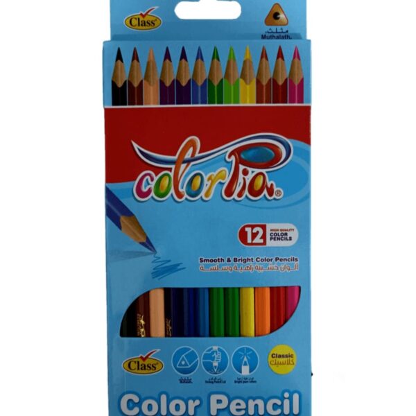 12 Color Triangular Long Color Pencils, Clear Box