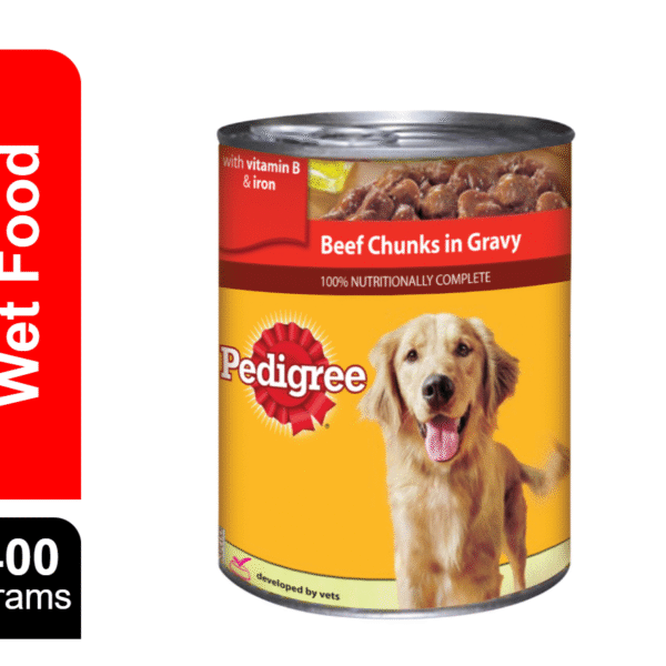 Pedigree Canned Dog Food with Meat Chunks in Gravy, 400g