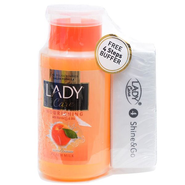 Lady Care Nail Polish Remover Milk Peach 210ml plus free remover